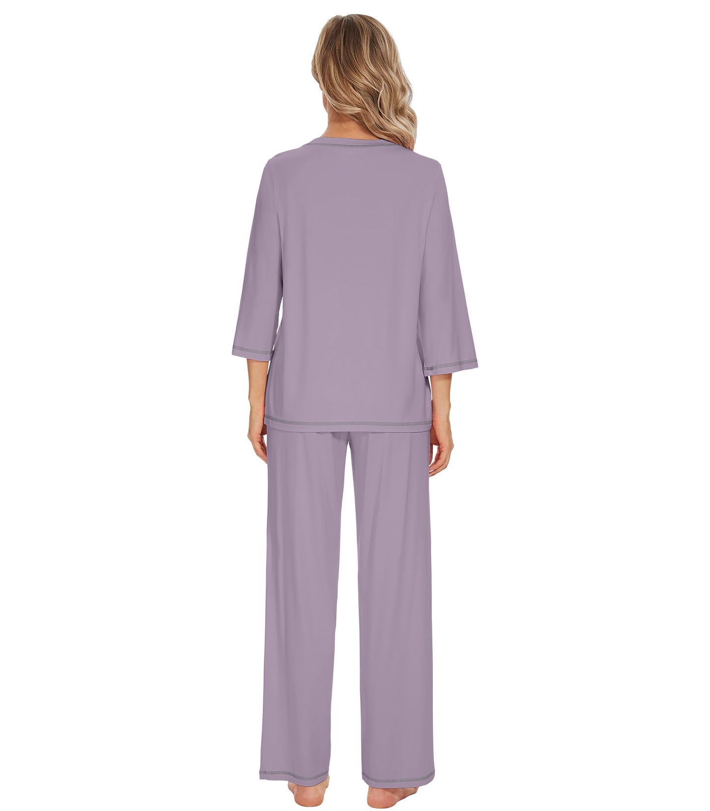 WiWi Women's Bamboo Pajama Sets Soft Loose Comfy Top with Pants