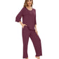 WiWi Bamboo Pajamas for Women Soft 3/4 Sleeve Sleepwear Casual Pj Set