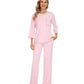WiWi Women's Bamboo Pajama Sets Soft Loose Comfy Top with Pants
