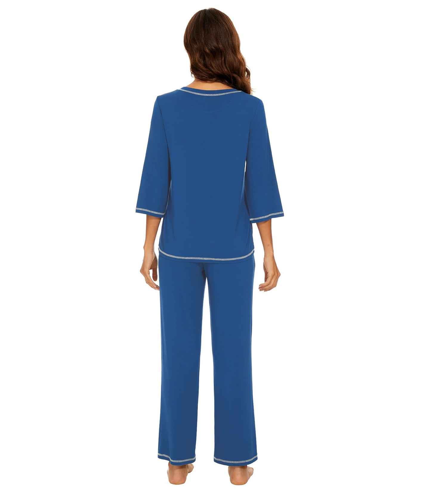 WiWi Women's Bamboo Pajama Sets Soft Loose Comfy Top with Pants