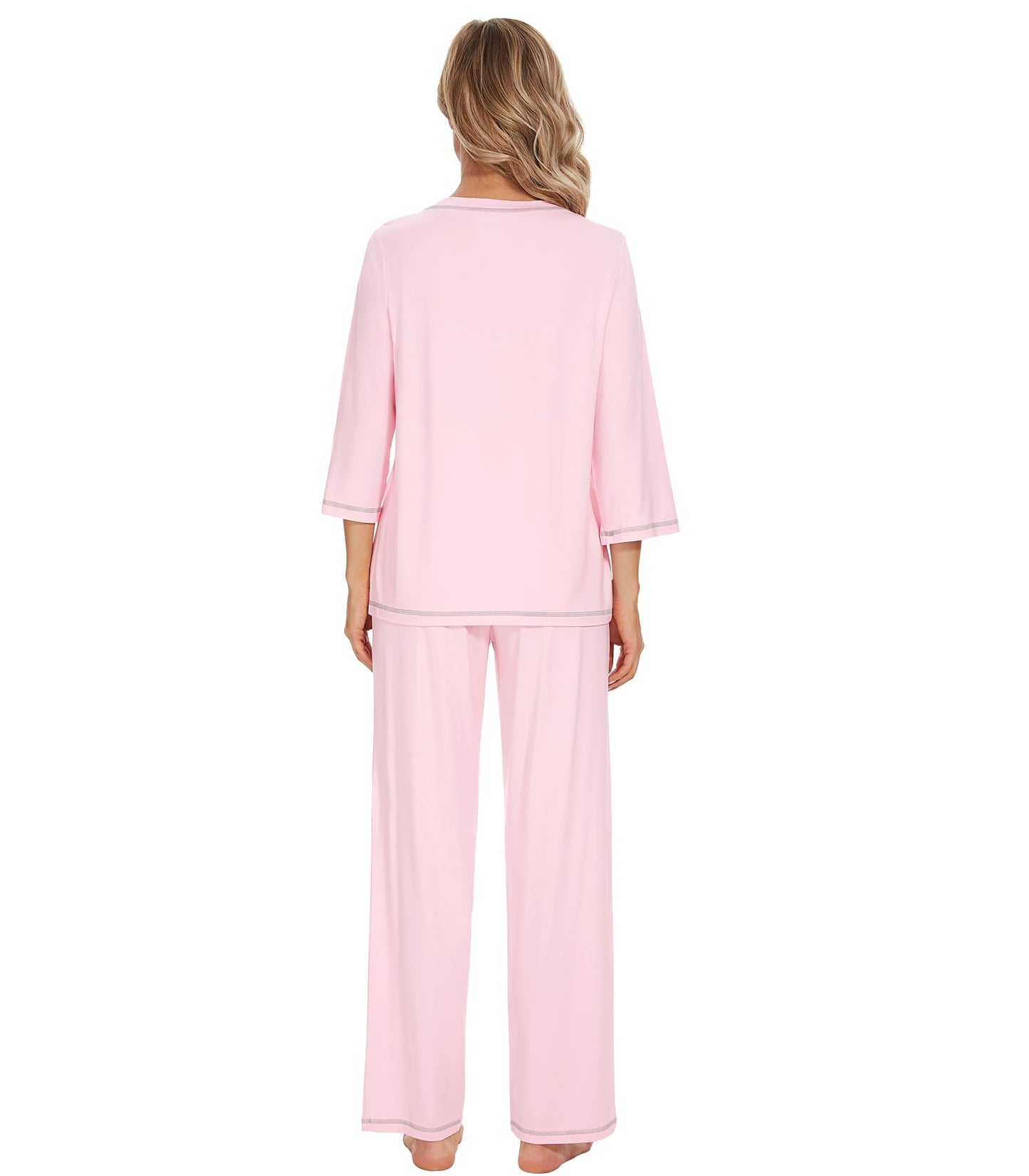 WiWi Women's Bamboo Pajama Sets Soft Loose Comfy Top with Pants