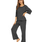 WiWi Bamboo Pajamas for Women Soft 3/4 Sleeve Sleepwear Casual Pj Set