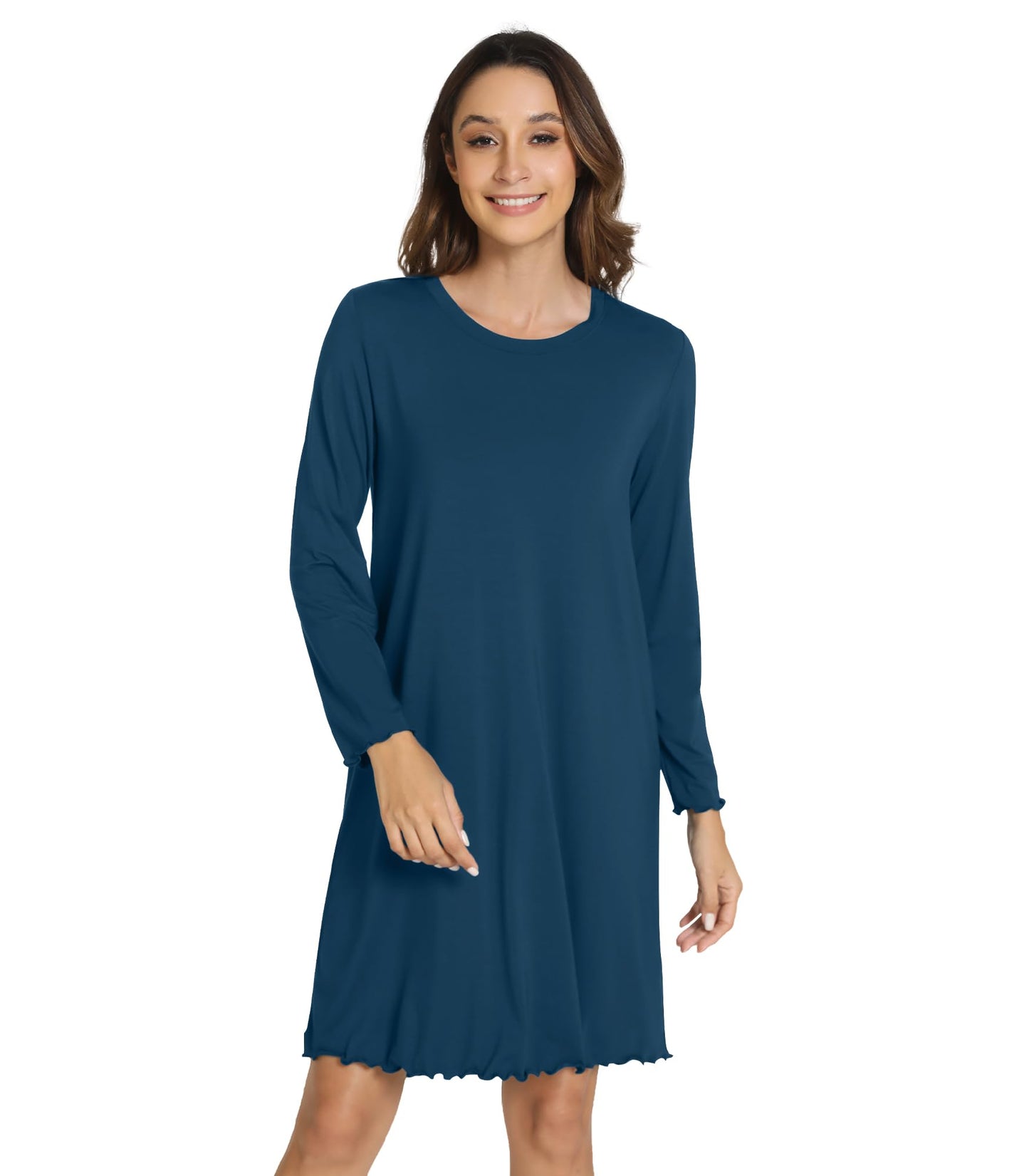 WiWi Nightgowns for Women Soft Long Sleeve Nightshirts