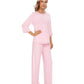 WiWi Women's Bamboo Pajama Sets Soft Loose Comfy Top with Pants