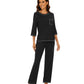 WiWi Women's Bamboo Pajama Sets Soft Loose Comfy Top with Pants