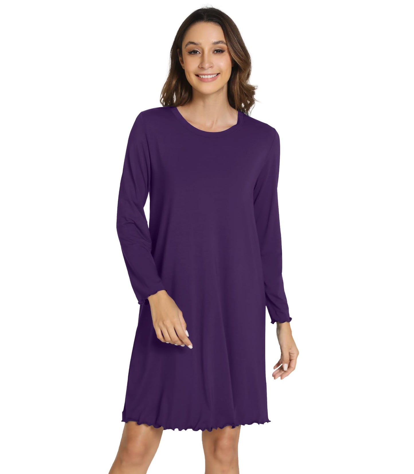 WiWi Nightgowns for Women Soft Long Sleeve Nightshirts