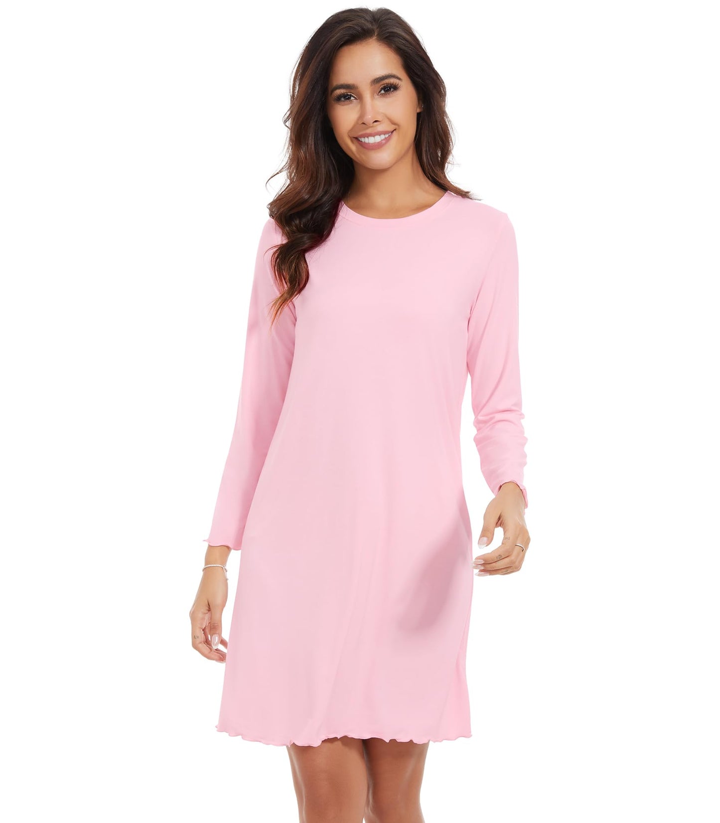 WiWi Nightgowns for Women Soft Long Sleeve Nightshirts