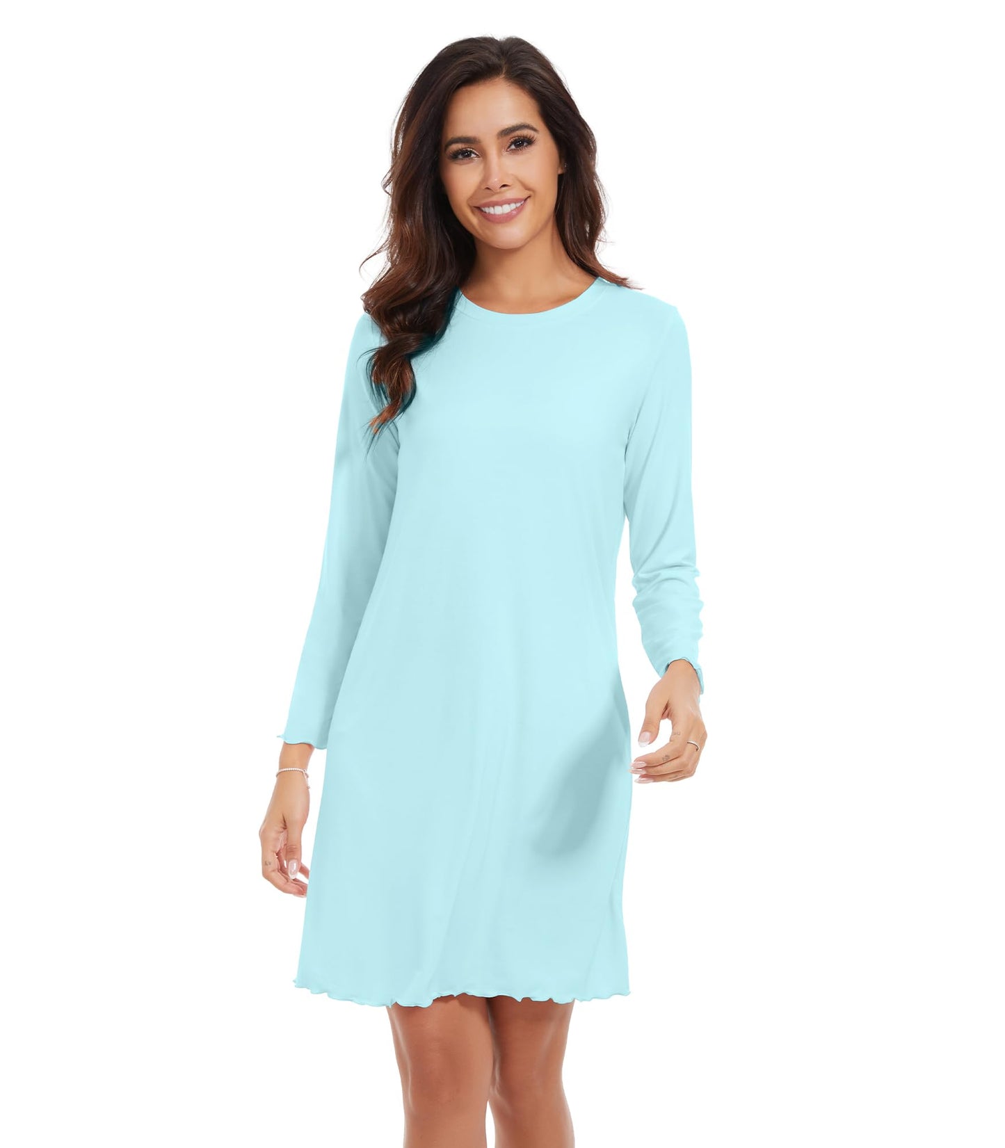 WiWi Nightgowns for Women Soft Long Sleeve Nightshirts