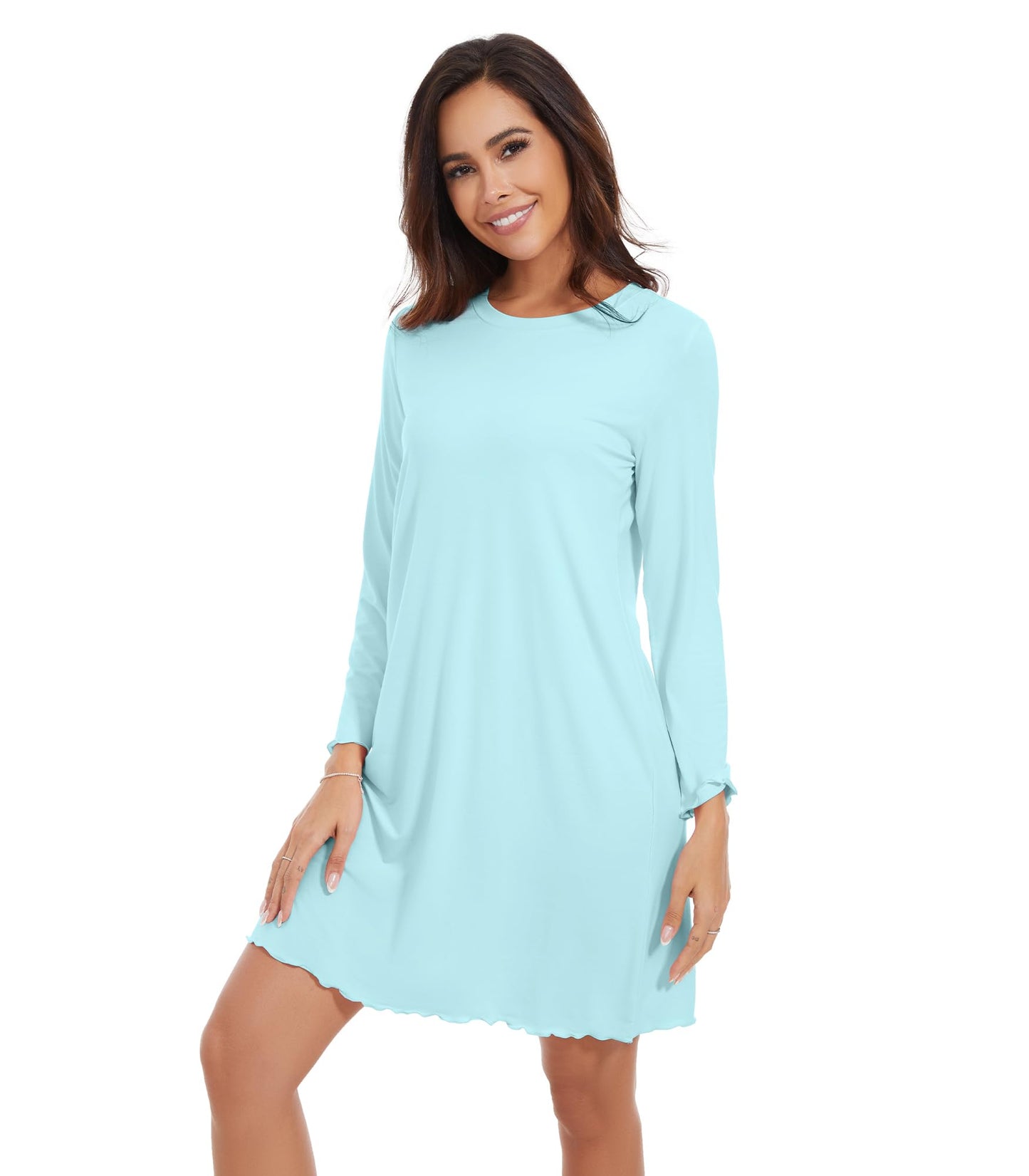 WiWi Nightgowns for Women Soft Long Sleeve Nightshirts