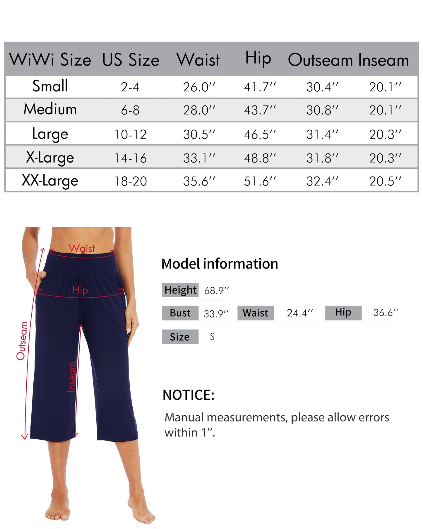WiWi Women's Bamboo Viscose Yoga Capri Pants