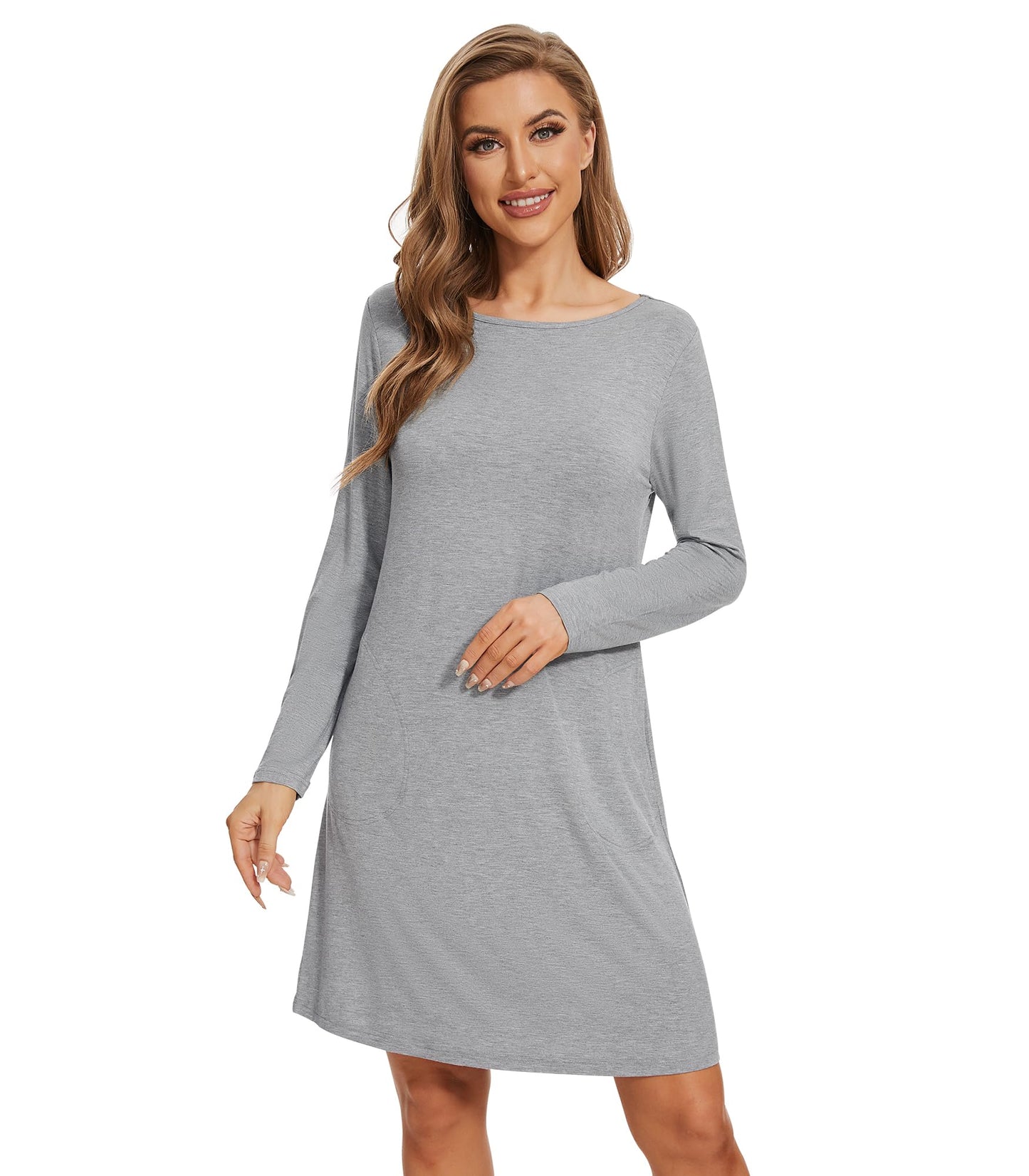 WiWi Bamboo Nightgowns for Women Lightweight Sleepwear Soft Sleep Shirt