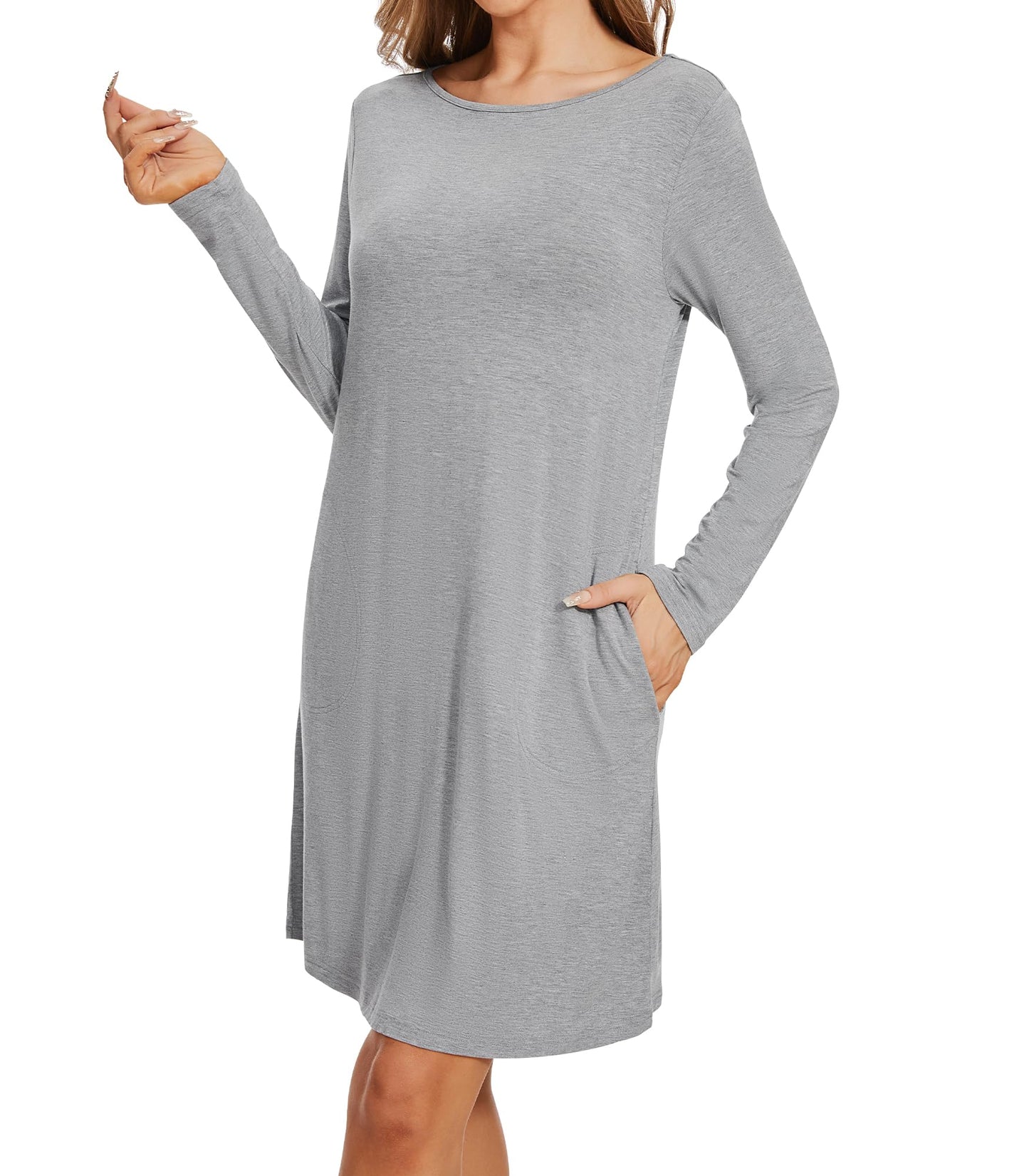 WiWi Bamboo Nightgowns for Women Lightweight Sleepwear Soft Sleep Shirt