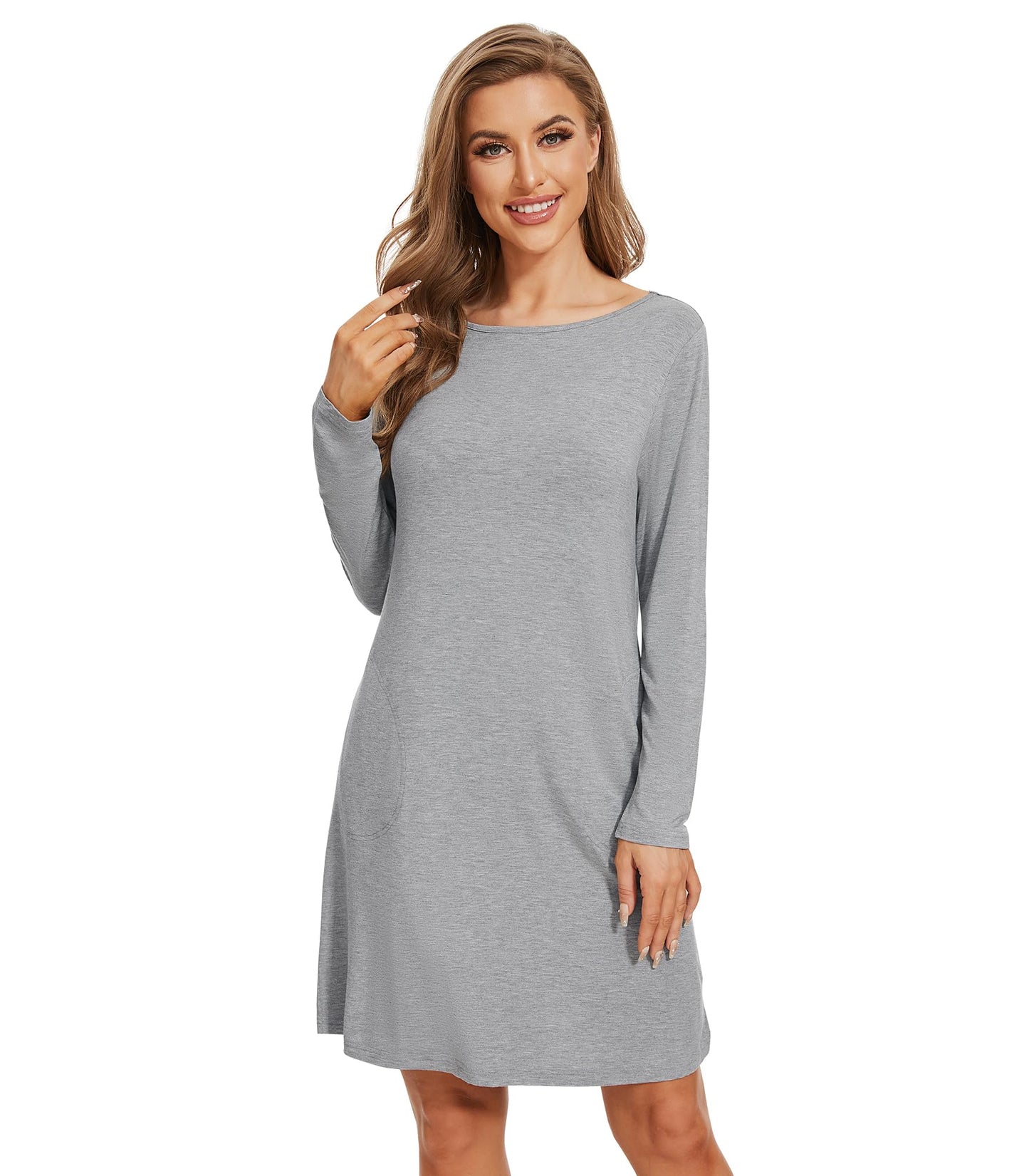 WiWi Bamboo Nightgowns for Women Lightweight Sleepwear Soft Sleep Shirt