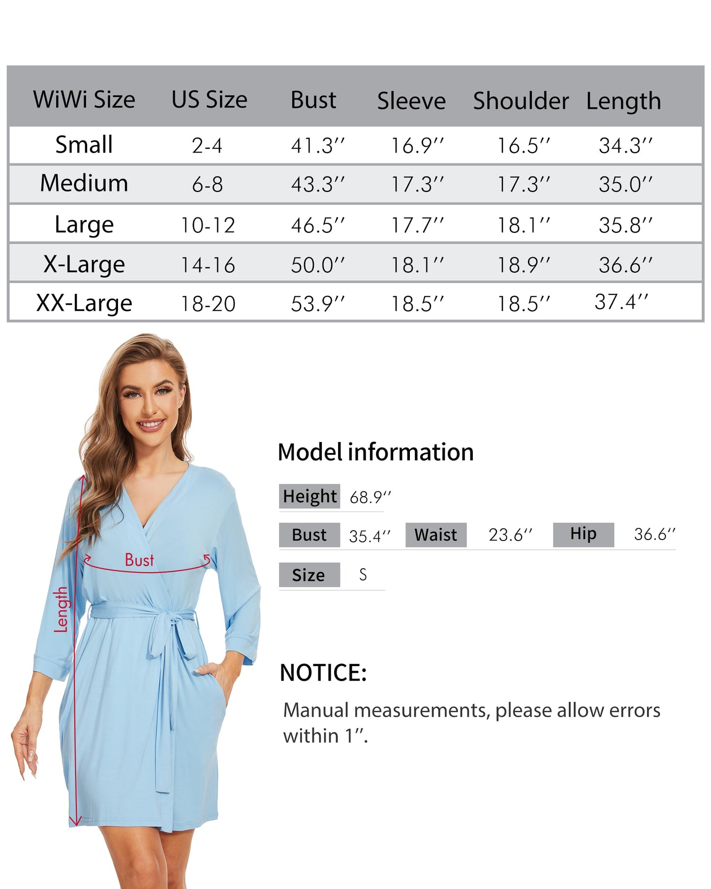 WiWi Women's Bamboo Viscose Kimono Robe