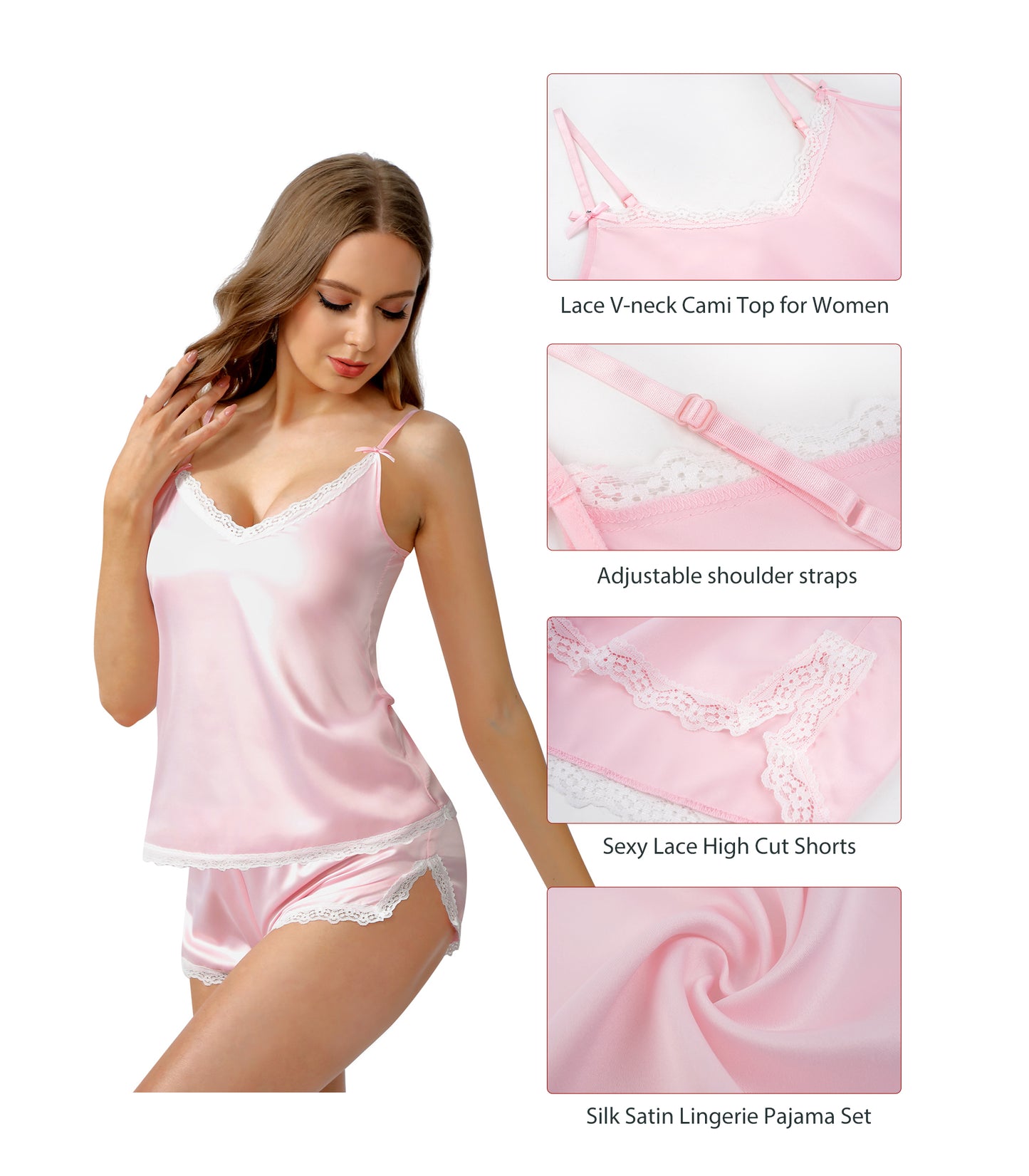 WiWi Womens Silk Satin Pajamas