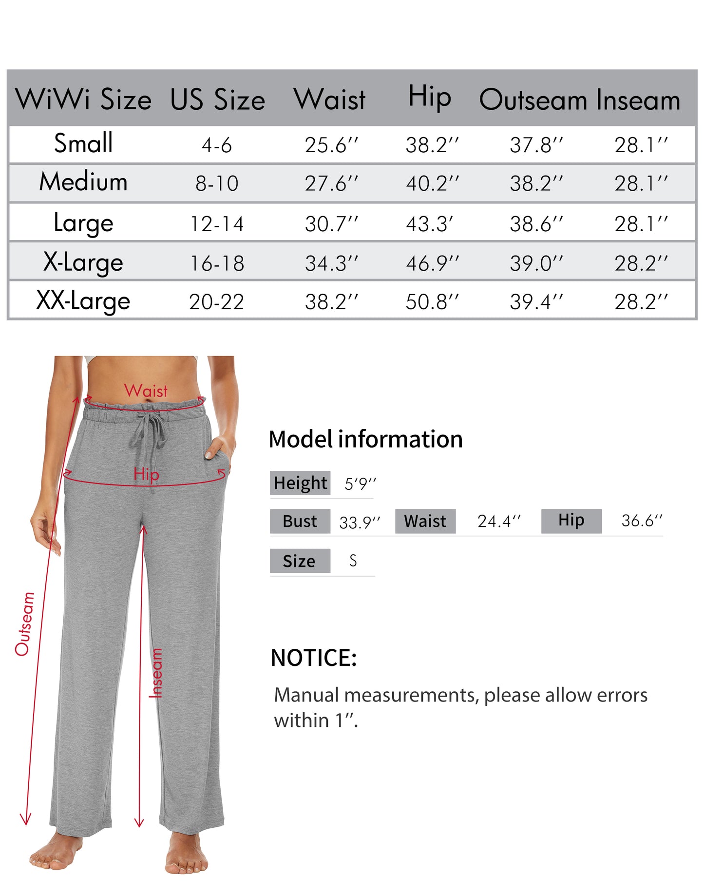 WiWi Women's Bamboo Viscose Wide Leg Pajama Pants