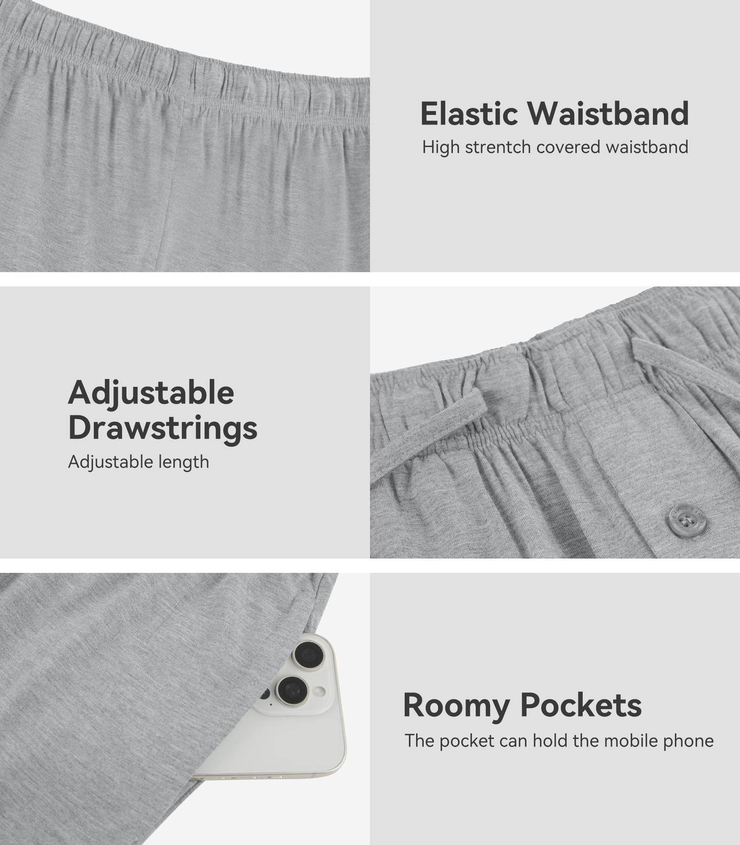 WiWi Men's Bamboo Pajama Pants Soft Bottoms Casual Sleep Lounge Pant