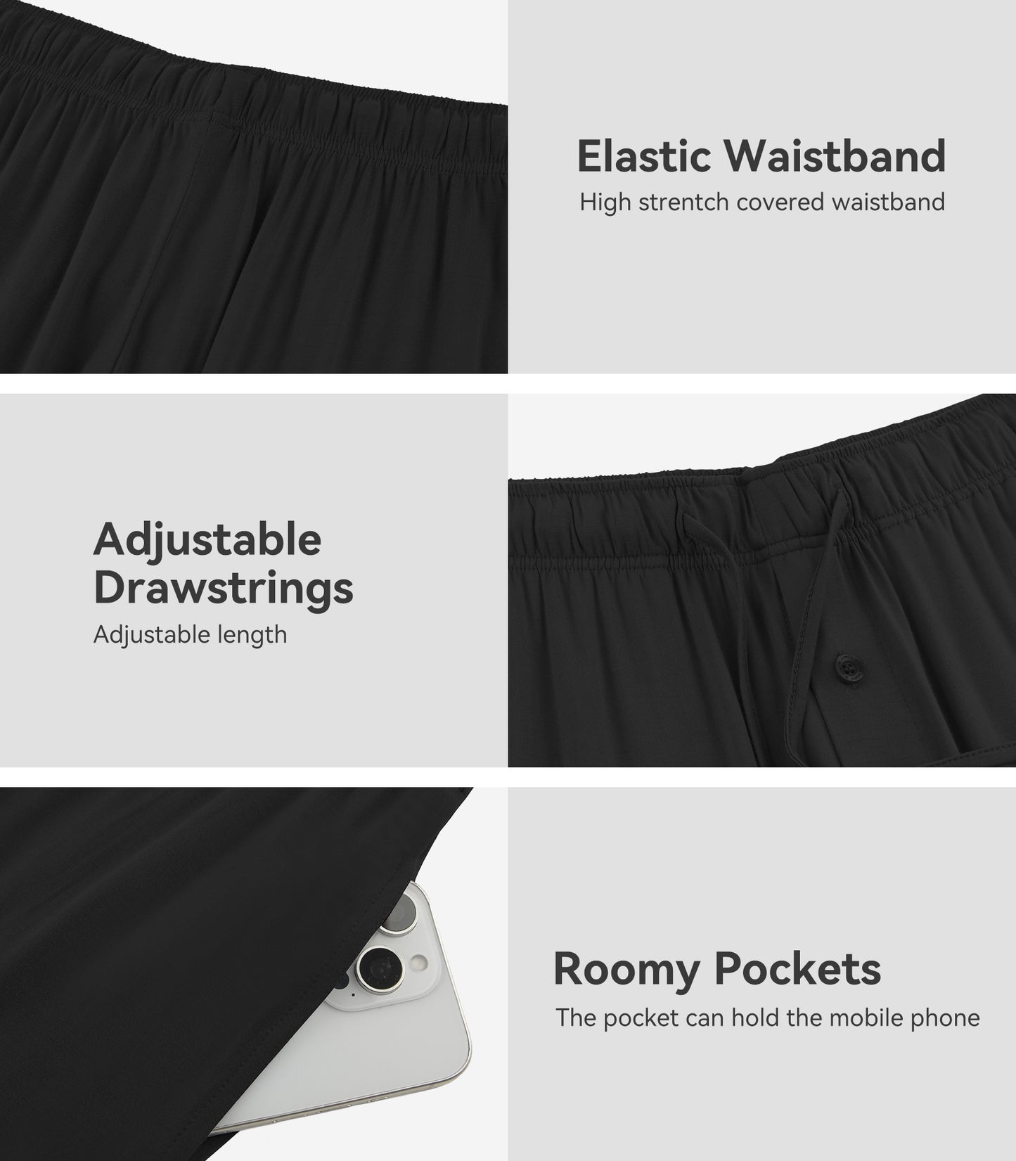 WiWi Men's Bamboo Pajama Pants Soft Bottoms Casual Sleep Lounge Pant