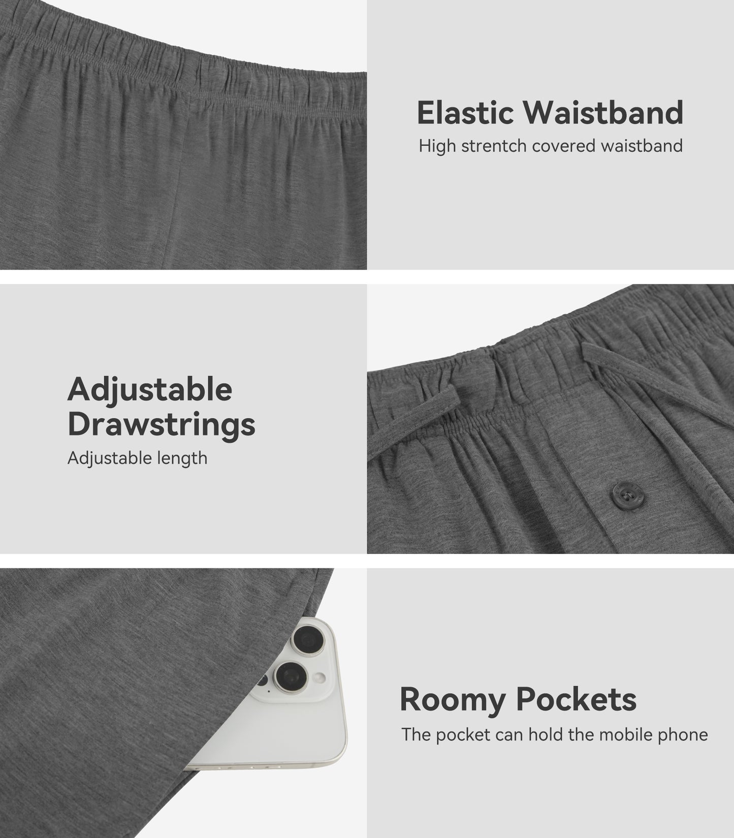 WiWi Men's Bamboo Pajama Pants Soft Bottoms Casual Sleep Lounge Pant