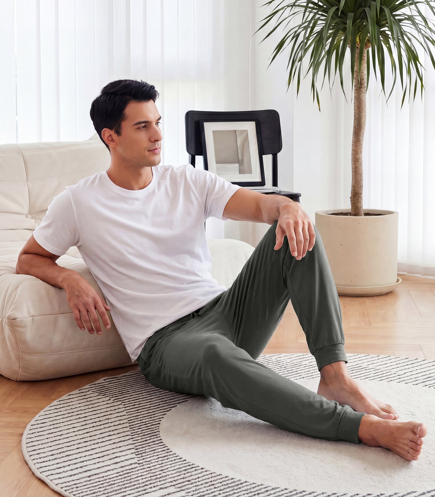 WiWi Men's Bamboo Pajama Pants Soft Bottoms Casual Sleep Lounge Pant