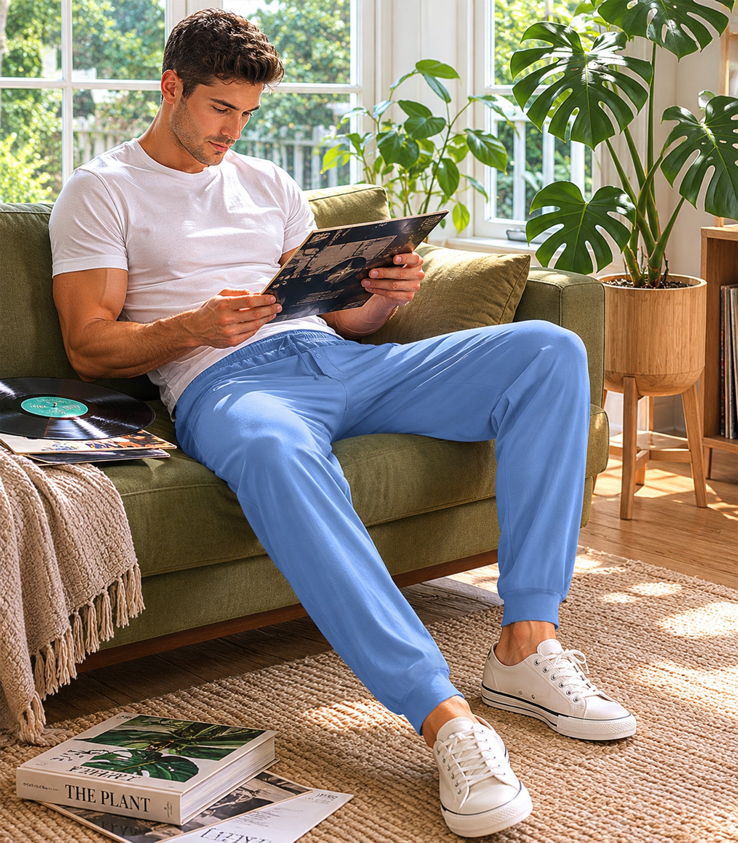 WiWi Men's Bamboo Pajama Pants Soft Bottoms Casual Sleep Lounge Pant