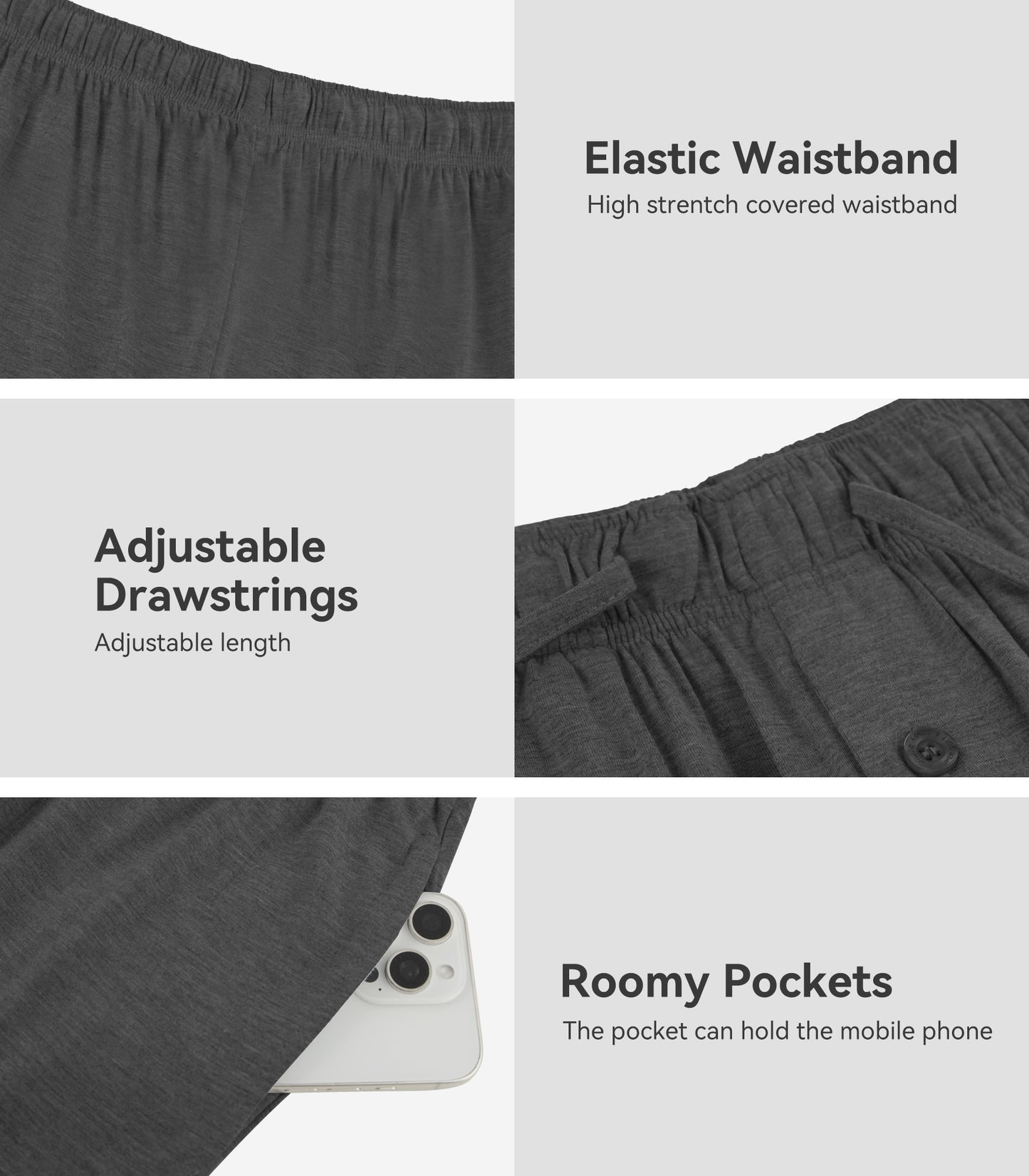 WiWi Men's Bamboo Pajama Pants Soft Bottoms Casual Sleep Lounge Pant