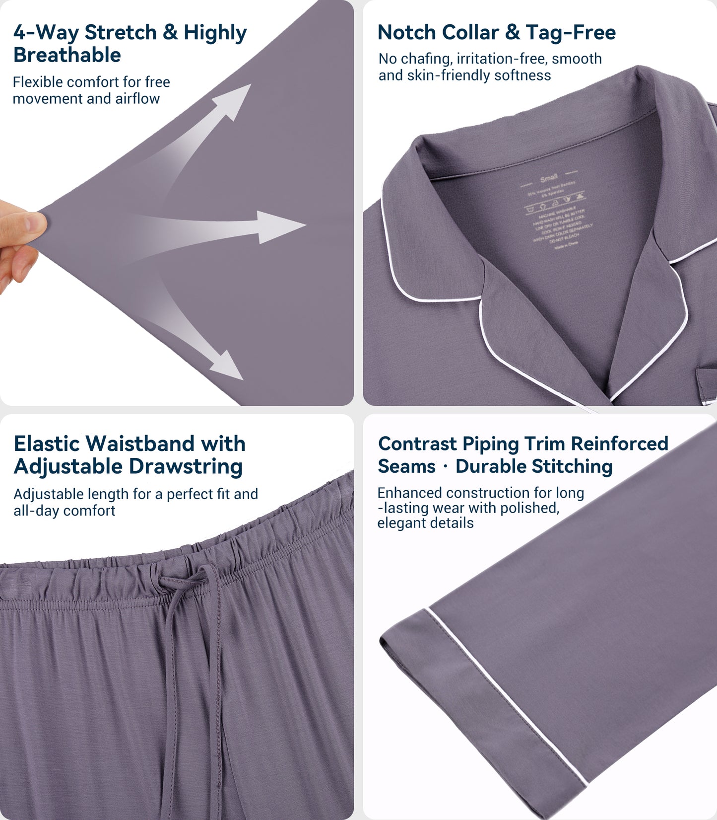 WiWi Pajamas Set Long Sleeve Nightwear Loungewear