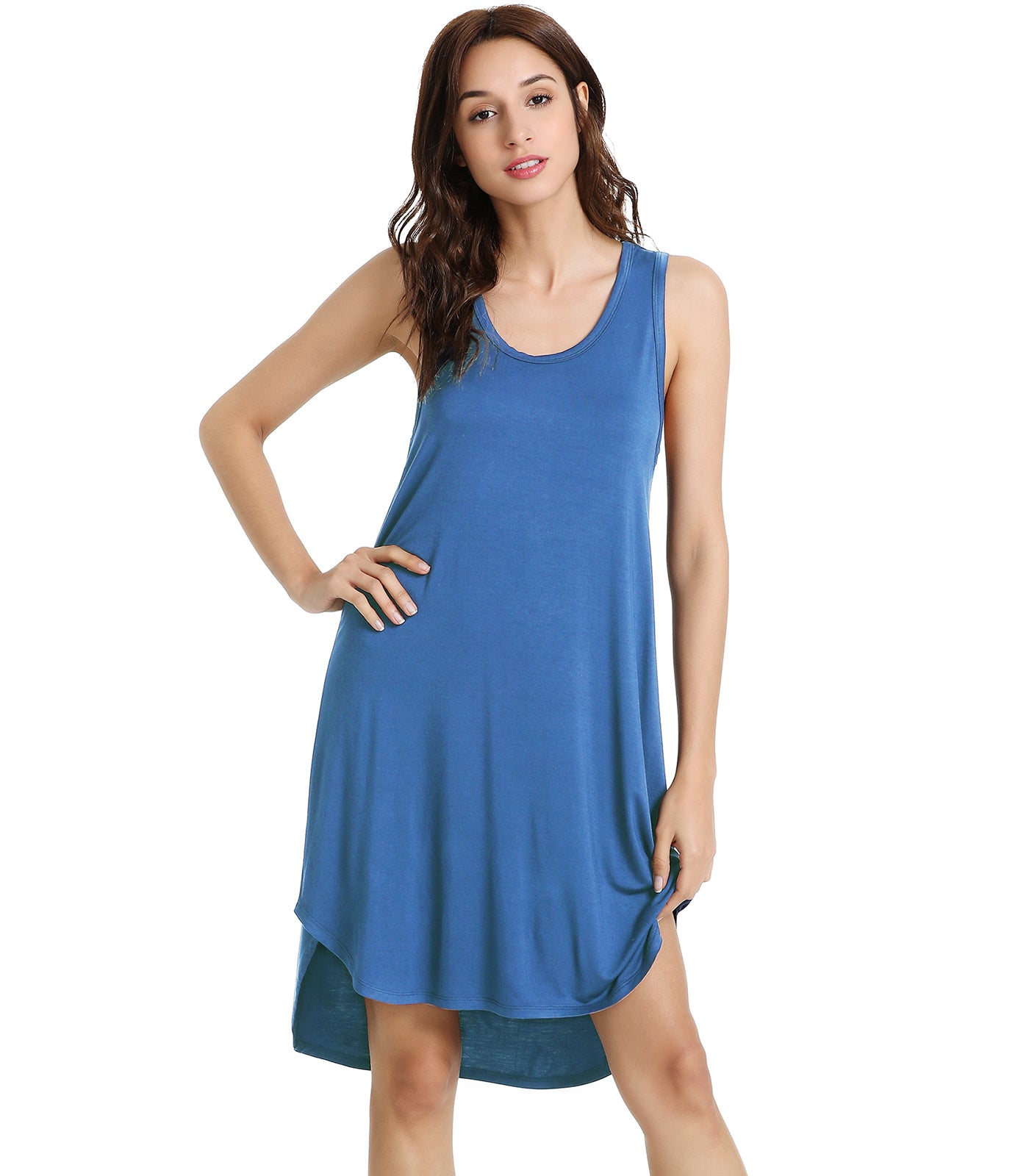 WiWi Womens Scoop Neck Sleeveless Nightgowns