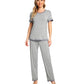 WiWi Womens Short Sleeves Pajamas Set