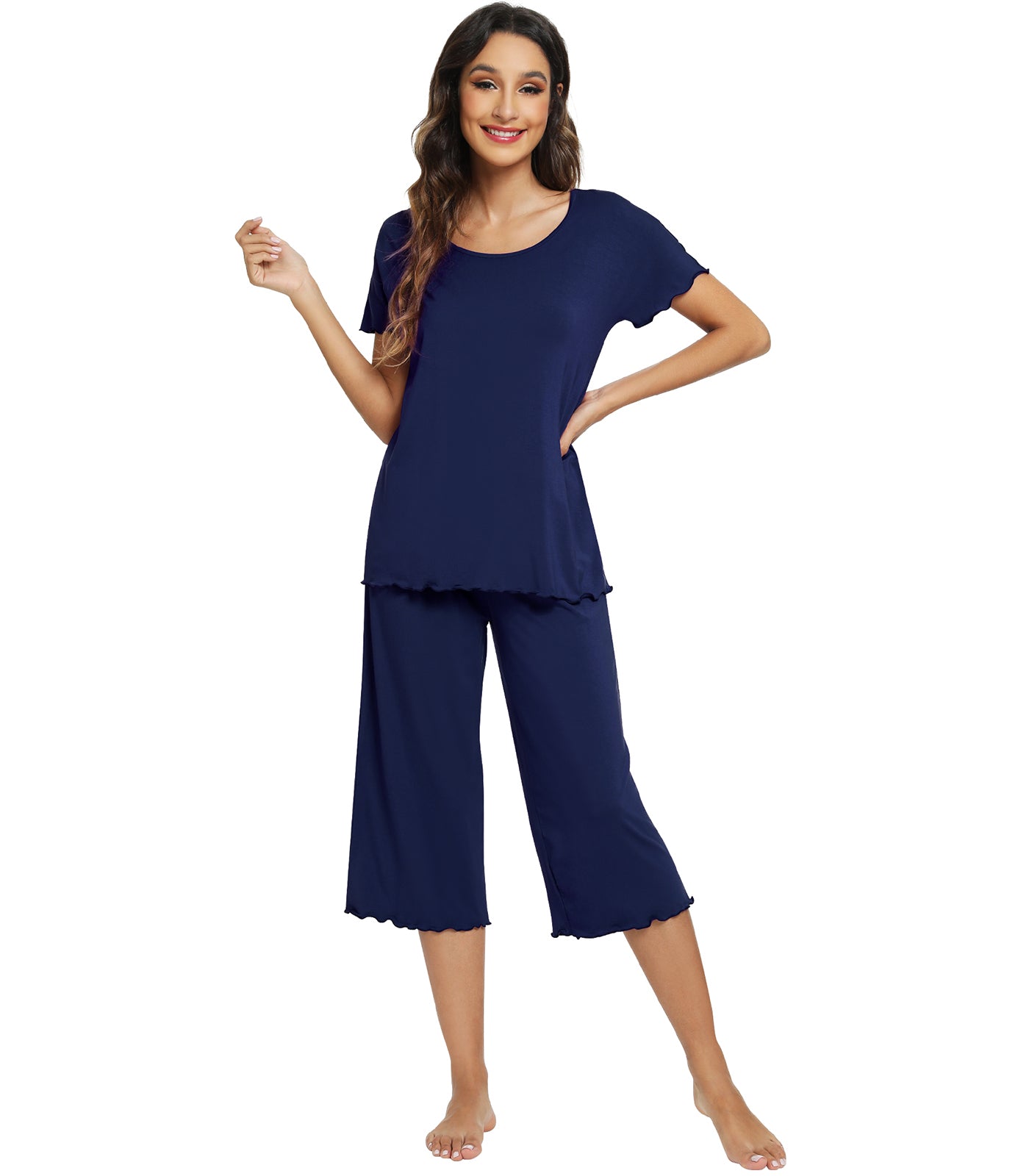 GYS Bamboo Capri Pajama Pants for Women Wide Leg Lounge Pants with Pocket  Soft Sleepwear Pj Bottoms : : Clothing, Shoes & Accessories