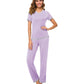 WiWi Womens Short Sleeves Pajamas Set