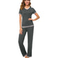 WiWi Womens Short Sleeves Pajamas Set