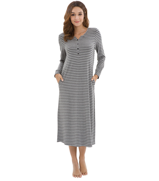 WiWi Nightgowns for Women Soft Long Sleeve Nightshirts