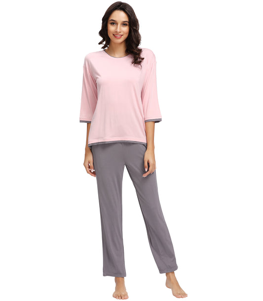 WiWi Women's 3/4 Sleeves Top with Pants Set