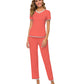 WiWi Womens Short Sleeves Pajamas Set