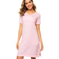 WiWi Women's Bamboo Short Sleeves Nightgowns with Pocket
