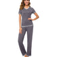WiWi Womens Short Sleeves Pajamas Set