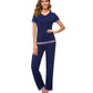 WiWi Womens Short Sleeves Pajamas Set