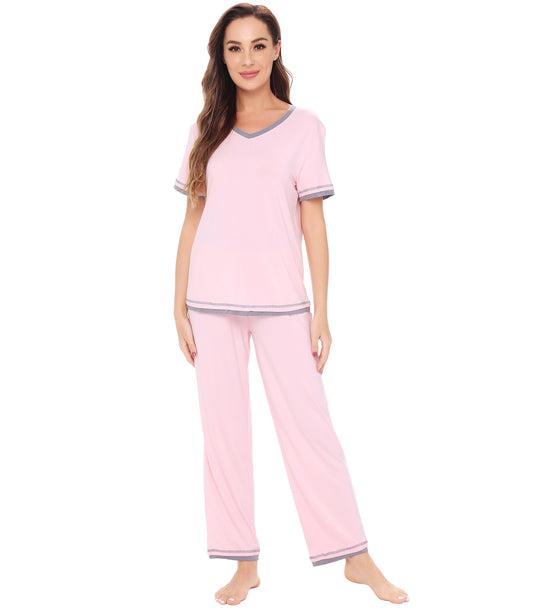 WiWi Womens Short Sleeves Pajamas Set