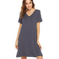 WiWi Women's Bamboo Short Sleeves Nightgowns with Pocket
