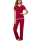 WiWi Womens Short Sleeves Pajamas Set