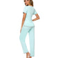 WiWi Womens Short Sleeves Pajamas Set