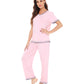 WiWi Womens Short Sleeves Pajamas Set
