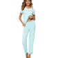 WiWi Womens Short Sleeves Pajamas Set