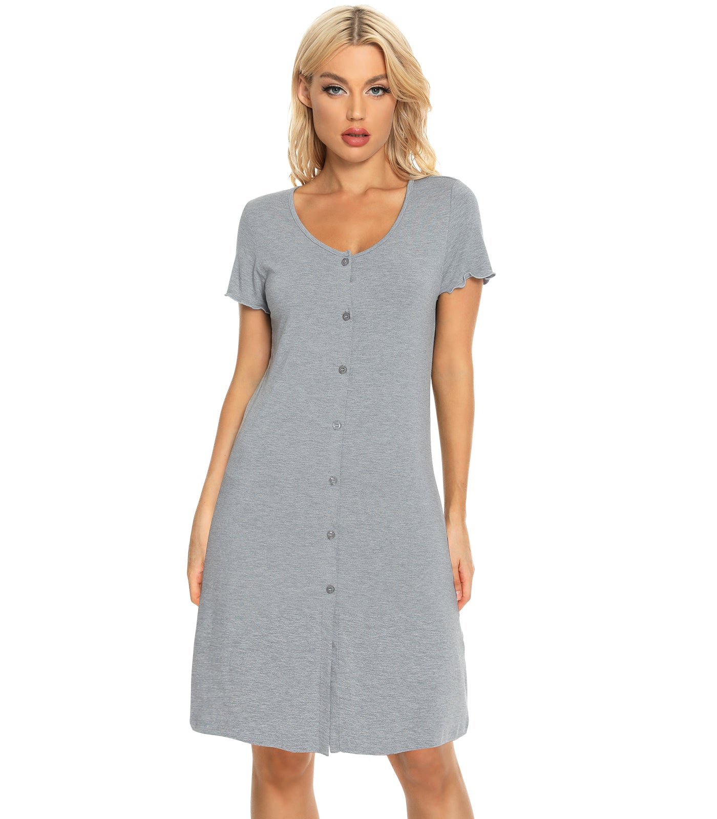 WiWi Nightgowns Button Down Nightshirt