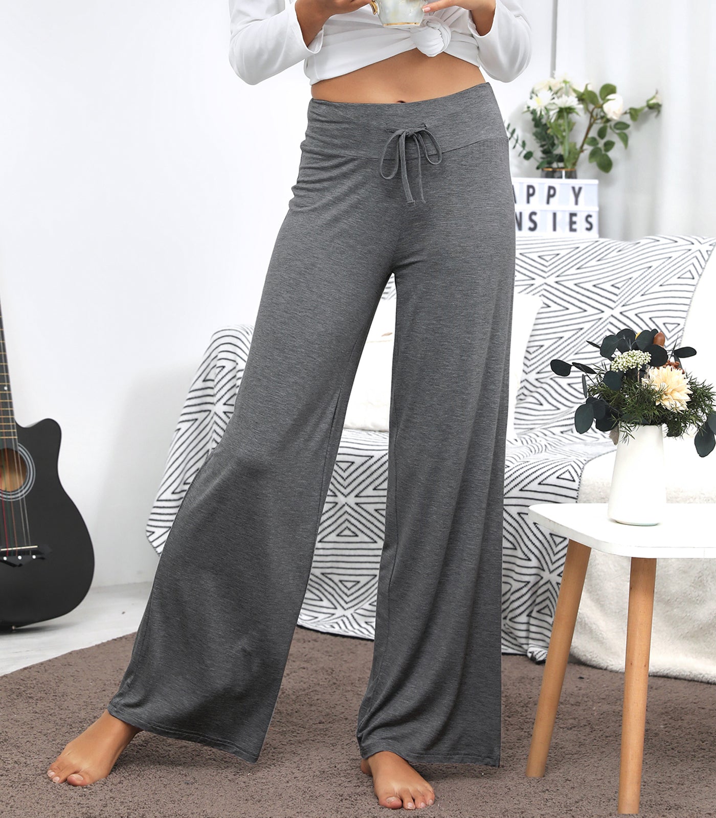 WiWi Women's Bamboo Lounge Wide Leg Pajama Pants