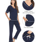 WiWi Women's Soft Short Sleeve Bamboo Pajamas Set
