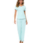 WiWi Womens Short Sleeves Pajamas Set