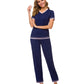 WiWi Womens Short Sleeves Pajamas Set