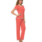 WiWi Womens Short Sleeves Pajamas Set
